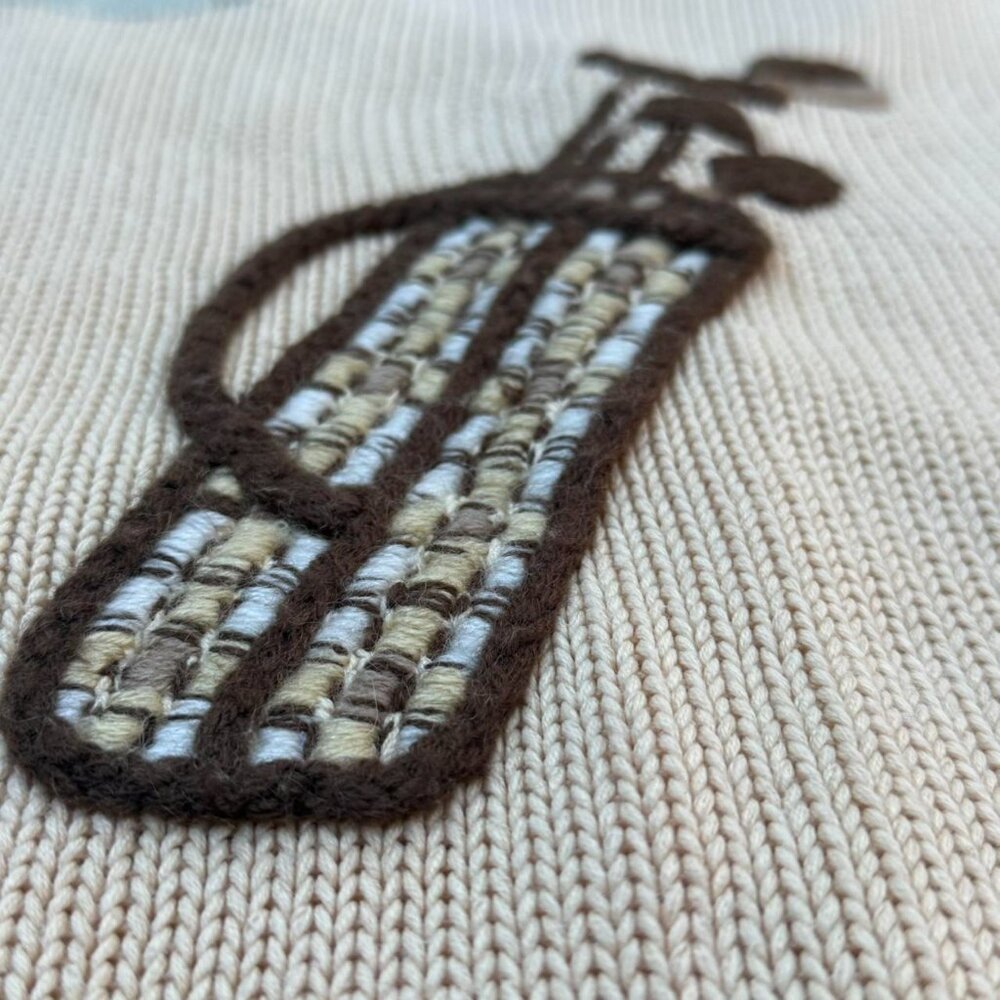 SOLD / AMAZING VINTAGE cream y2k LIZ CLAIBORNE GOLF knot knit cardigan! - Picture 6 of 8